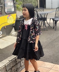 キッズシャボン玉柄シャツ(黒-110cm)