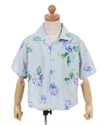 キッズ紫陽花アロハシャツ(グリーン-110cm)