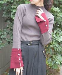 バイカラーニットプルオーバー【期間限定価格】(グレー-F)