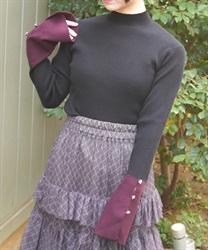 バイカラーニットプルオーバー【期間限定価格】(黒-F)