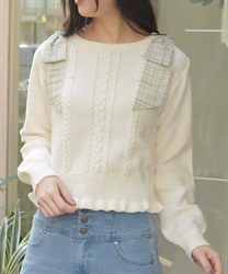 チェックシフォンリボンニット【期間限定価格】(生成り-F)