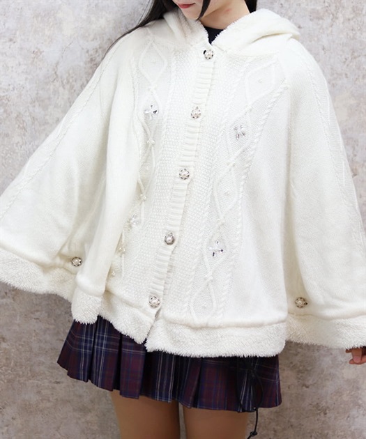 ビジュー裏ボアニットポンチョ | outlet | axes femme online shop ビジュー裏ボアニットポンチョ | outlet | axes femme online shop