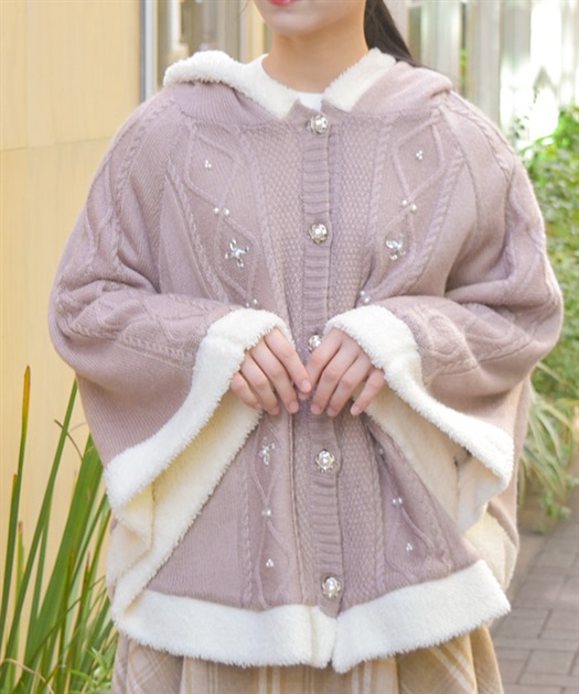 ビジュー裏ボアニットポンチョ | axes femme | axes femme ビジュー裏ボアニットポンチョ | axes femme | axes femme
