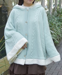パール裏ボアニットポンチョ【WEB先行販売】(ミント-F)
