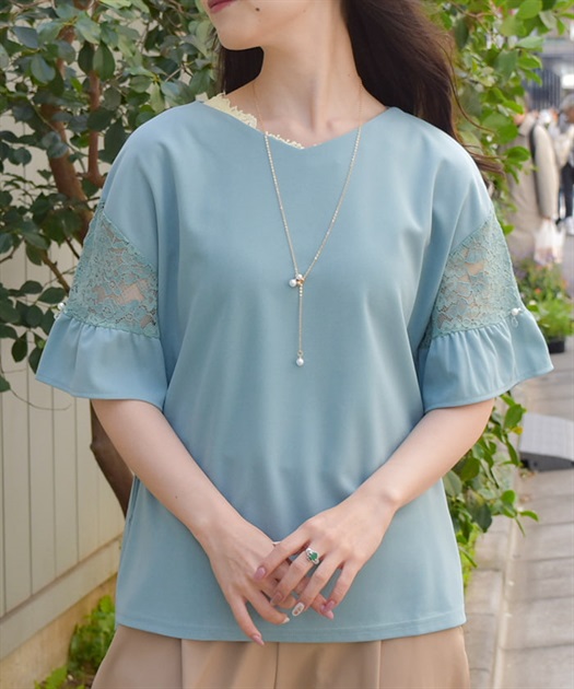 袖レース切替カットプルオーバー | axes femme | axes femme 袖レース切替カットプルオーバー | axes femme | axes femme