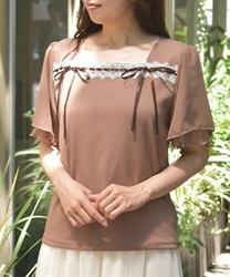 はしごレース×リボントップス【WEB先行販売】(茶-F)