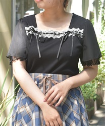 はしごレース×リボントップス【WEB先行販売】(黒-F)
