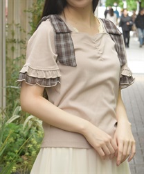 シフォンリボンカットプルオーバー(ベージュ-F)