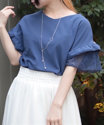 ネックレス付カットジョーゼットプルオーバー