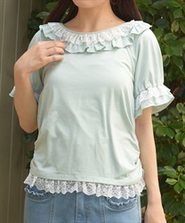 フリルレースネックトップス【WEB先行販売】(ミント-F)