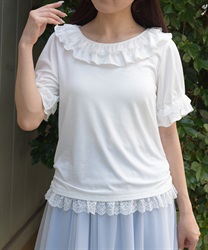 フリルレースネックトップス【WEB先行販売】