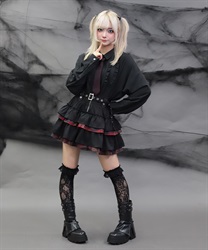ティアードフリルミニスカート(ワイン-M)