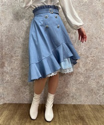 連ボタンイレヘムスカート