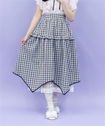 チェックイレヘムスカート【2点10%OFF対象商品】(黒-M)