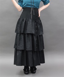 コルセットデザインフリルスカート【WEB先行販売】(黒-M)