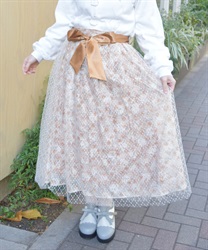 花レース×ラメチュールスカート【期間限定価格】(オレンジ-F)