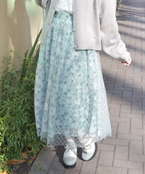 花レース×ラメチュールスカート【期間限定価格】(グリーン-F)