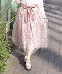 花レース×ラメチュールスカート【期間限定価格】(ピンク-F)