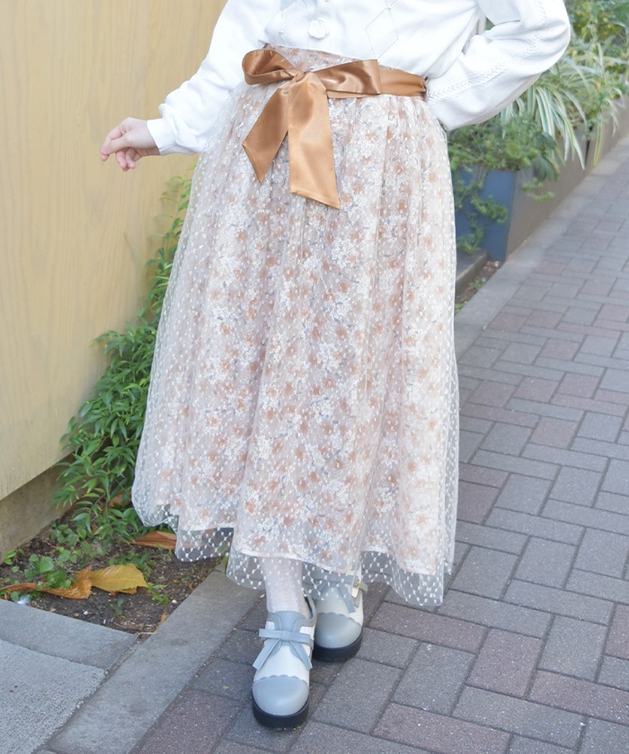 花レース×ラメチュールスカート | axes femme | axes femme 公式