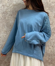 モチーフレース使いタックプルオーバー(サックス-F)