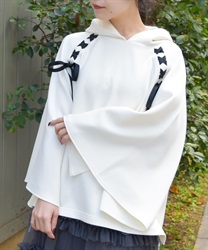 花粉ガード編み上げポンチョ【WEB限定価格】【2点10%OFF対象商品】(生成り-F)
