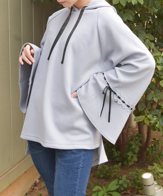 ツムグ　ホワイト トレーナー　プルオーバー　ポンチョ 花粉ガードポンチョ風プルオーバー【WEB先行販売】 | axes femme