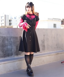 カットアウトデザインミニワンピース(黒-M)