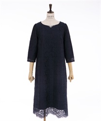 ハートネックレースサックワンピース【Web限定価格】【期間限定価格】(紺-F)