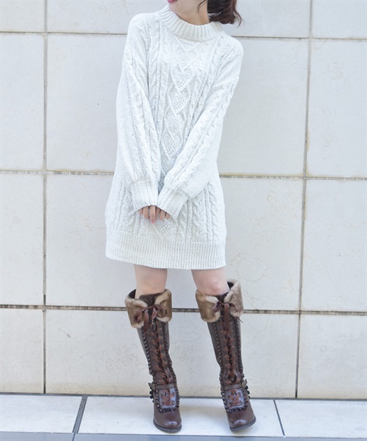 ラメ混モールヤーンチュニック | outlet | axes femme online shop ラメ混モールヤーンチュニック | outlet | axes femme online shop