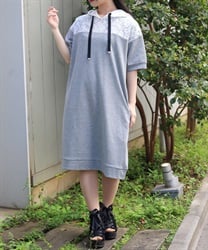 バイカラーパーカーチュニック【2点10%OFF対象商品】(杢グレー-F)