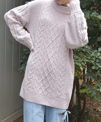 ラメ×ベロアモールチュニック(ピンク-F)