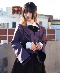 フリルカラーショートジャケット(パープル-M)