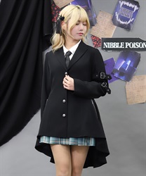 フィッシュテールロングジャケット(黒-M)