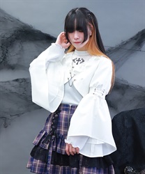 ボレロデザインショートジャケット(白-M)