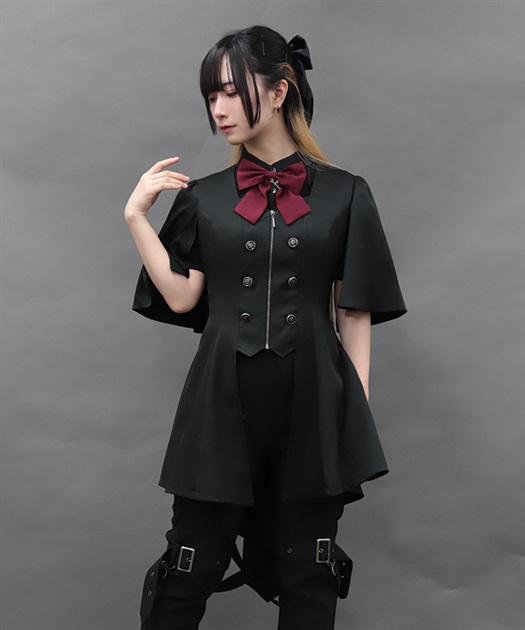 ケープデザインロングベスト