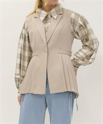 サイドプリーツベスト(ベージュ-F)