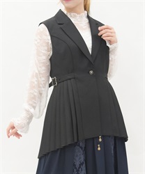サイドプリーツベスト(黒-F)
