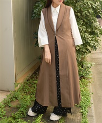 サイドプリーツロングジレ【WEB先行販売】(茶-F)