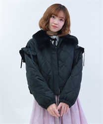 ハートキルティングコート【予約】(黒-M)