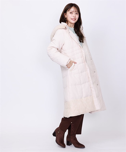 裾レースロングダウンコート | outlet | axes femme online shop 裾レースロングダウンコート | outlet | axes femme online shop