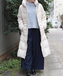 シェイプ切替ロングダウンコート(ベージュ-M)