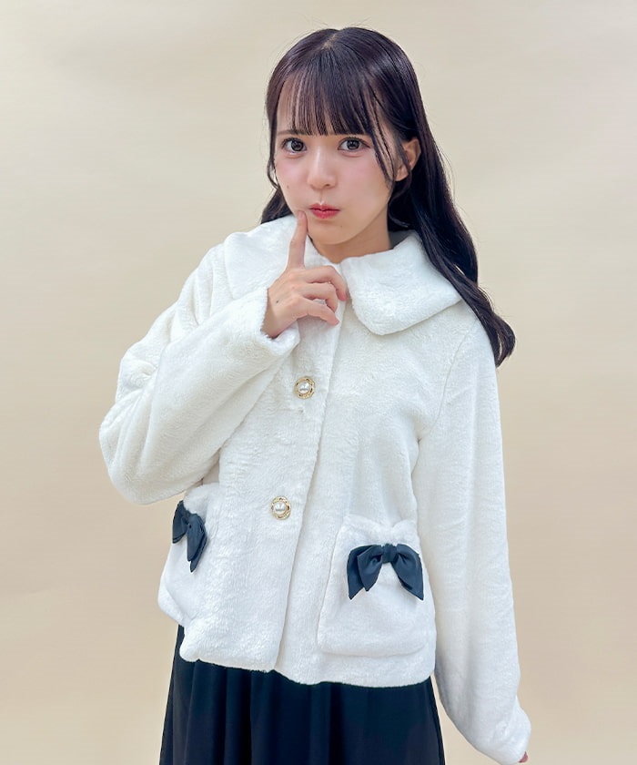 リボンポケットファーコート | outlet | axes femme online shop リボンポケットファーコート | outlet | axes femme online shop
