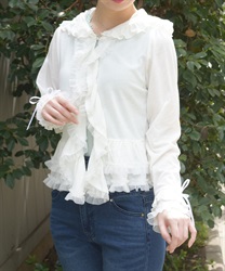 ＵＶカットフードフリルカーディガン【予約】(白-F)