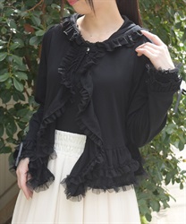 ＵＶカットフードフリルカーディガン【予約】(黒-F)