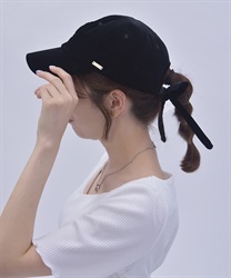 バックリボンベロアキャップ【期間限定価格】(黒-F)