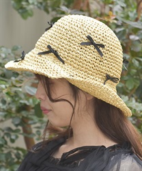 リボンペーパーハット【2点10%OFF対象商品】(ベージュ-F)
