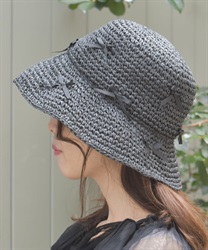 リボンペーパーハット【2点10%OFF対象商品】(黒-F)