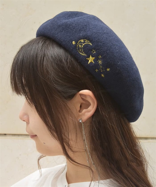 月×星刺繍ベレー | outlet | axes femme online shop 月×星刺繍ベレー | outlet | axes femme online shop