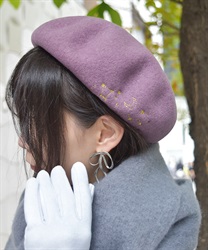冬の星座刺繍ベレー(ラベンダー-F)