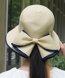 配色ライン雑材ＵＶハット(紺-F)